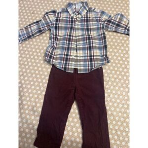 Janie and Jack  Boys 18-24 Corduroy Pants & Long Sleeve Button Up